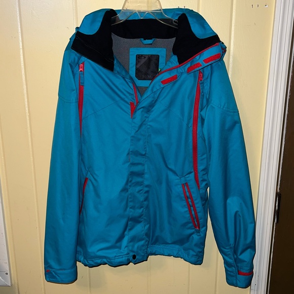Oakley Teal Blue & Red Ski Snowboard Zip Up Hooded  Winter Jacket Size M RARE - Picture 11 of 15